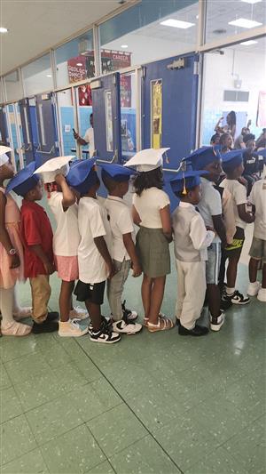 students lined up for ceremony